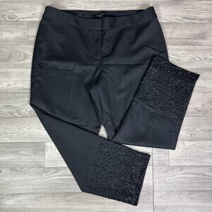 Talbots Signature Beaded High Rise Wool Straight Leg Pants Black sz 16P